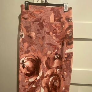 LuLaRoe pink and white floral midi skirt